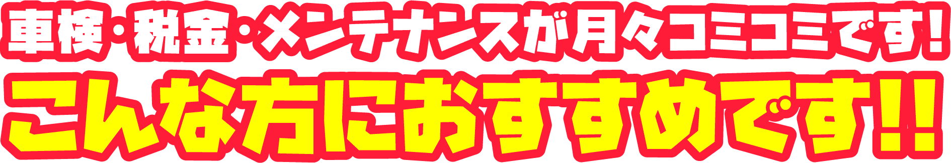 車検・税金・メンテナンスが月々コミコミです！こんな方におすすめです!!